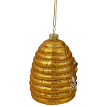 Load image into Gallery viewer, 3.5" Gold Holiday Collections Glass Beehive Christmas Ornament