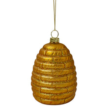 Load image into Gallery viewer, 3.5" Gold Holiday Collections Glass Beehive Christmas Ornament