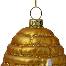 Load image into Gallery viewer, 3.5" Gold Holiday Collections Glass Beehive Christmas Ornament