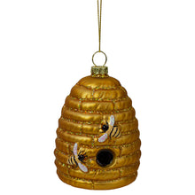 Load image into Gallery viewer, 3.5" Gold Holiday Collections Glass Beehive Christmas Ornament
